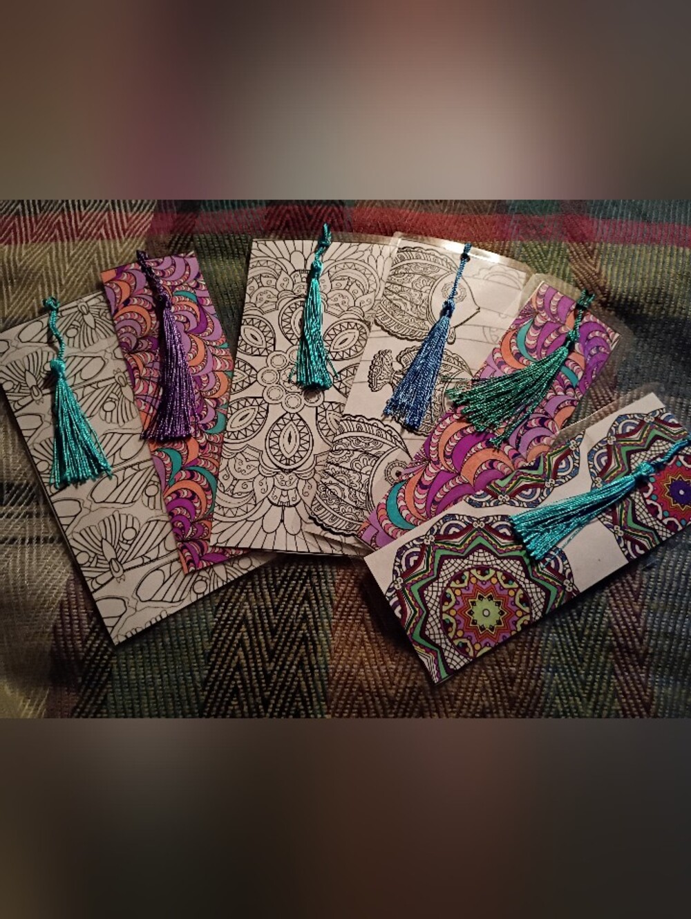Handmade Teal Tassel Coloring Bookmarks - Women Accessories